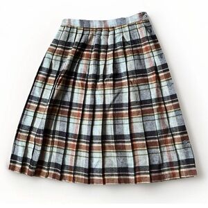Vintage Plaid Pleated Skirt in Brown and Gray EUC!